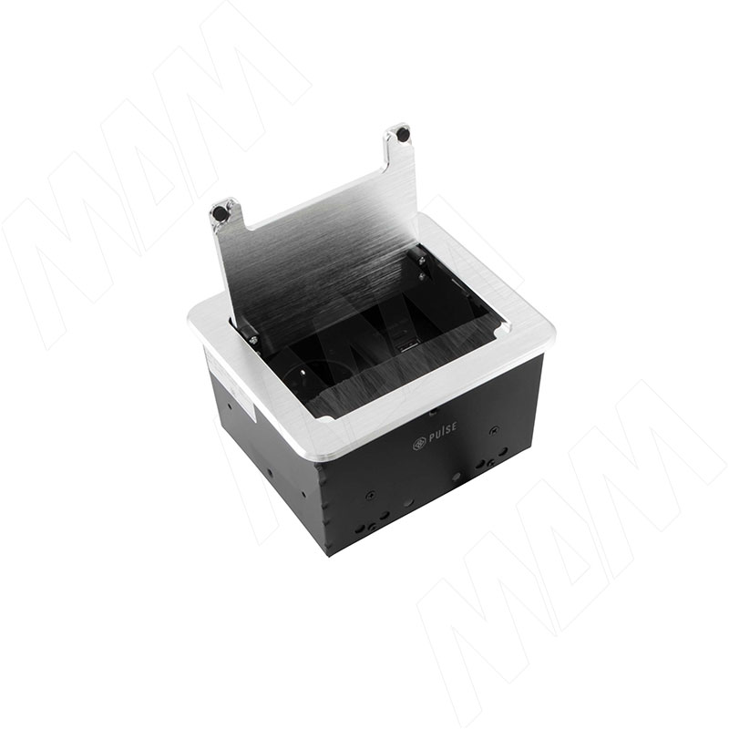 FLIP S блок розеток с откидной крышкой, 144*129 мм, 1 розетка, 1 USB, 1 USB Type-C, быстрая зарядка, серебро