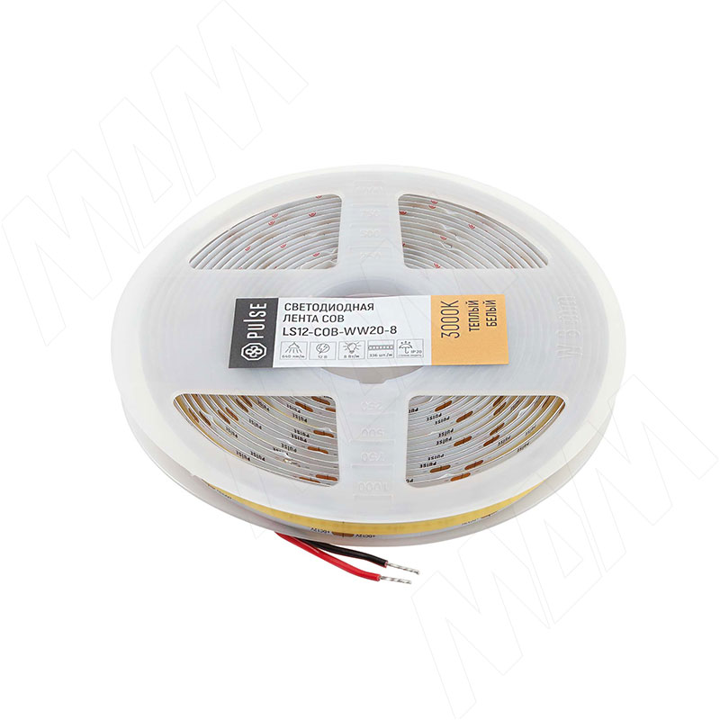 LUX, COB лента светодиодная, 336 диодов, 12V, 5 м, CRI 90, теплый белый 3000К, IP20, 8W